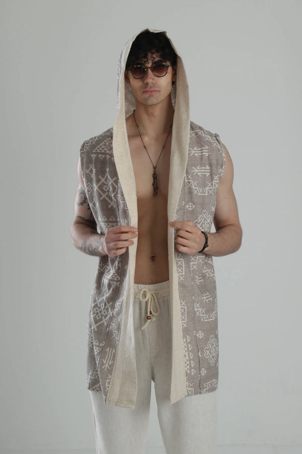 Bohemian Hooded Sleeveless Kimono