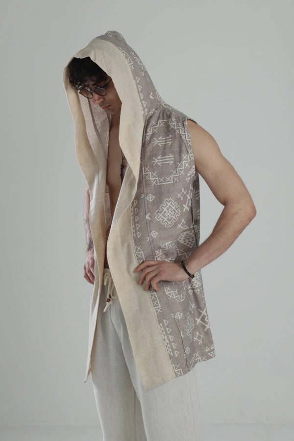 Bohemian Hooded Sleeveless Kimono