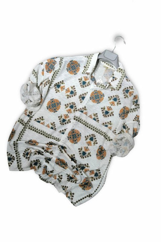 Vintage-Inspired Patterned Cotton Shirt