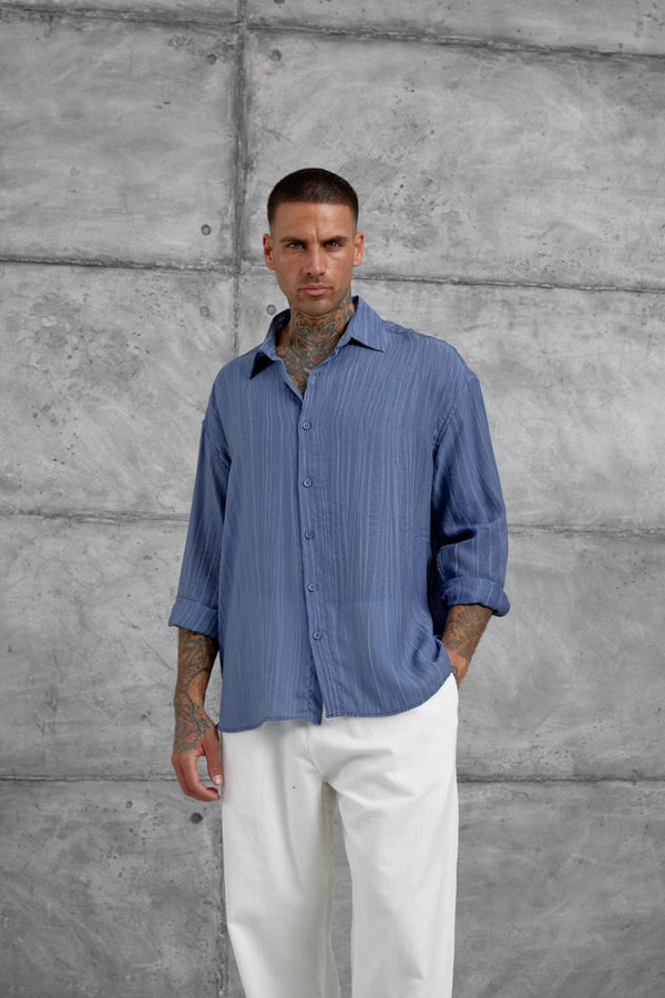 Blue Draped Shirt