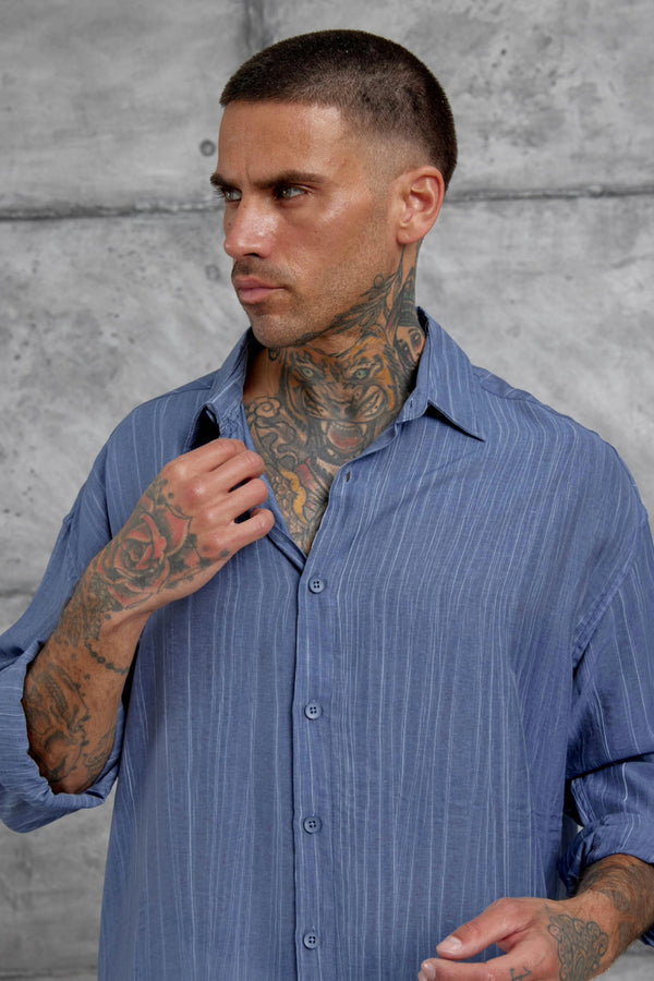 Blue Draped Shirt