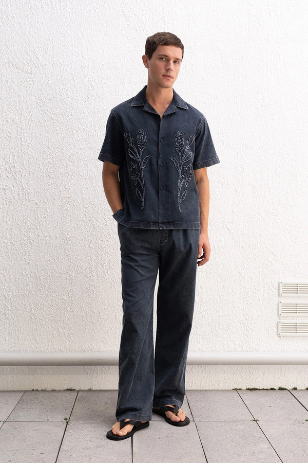 Arven – Embroidered Cotton Short Sleeve Shirt