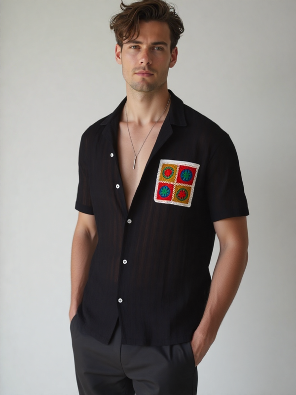 Solaris – Relaxed Cotton Shirt with Artisan Patch Pocket