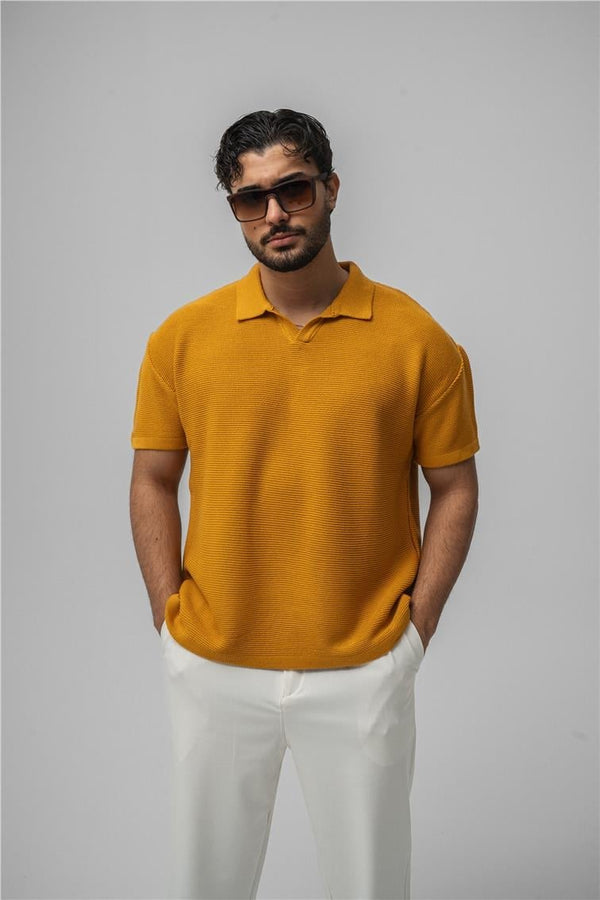 Calo – Oversized Knit Polo T-Shirt