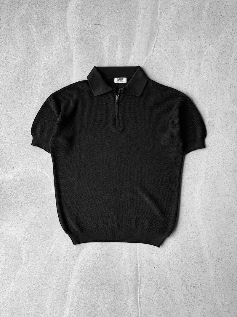 Hilo – Half-Zip Textured Knit Polo T-Shirt
